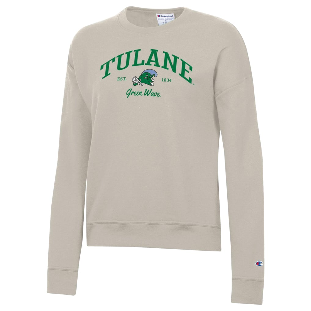  Tulane Green Wave Champion Women's Powerblend Pullover Sweatshirt - Oatmeal